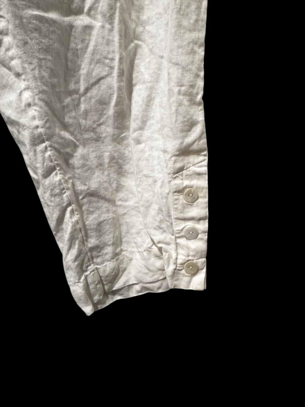 Chico's White Linen Cropped Wide Leg Pants Size 18 Button Hem Pull On - Picture 5 of 6